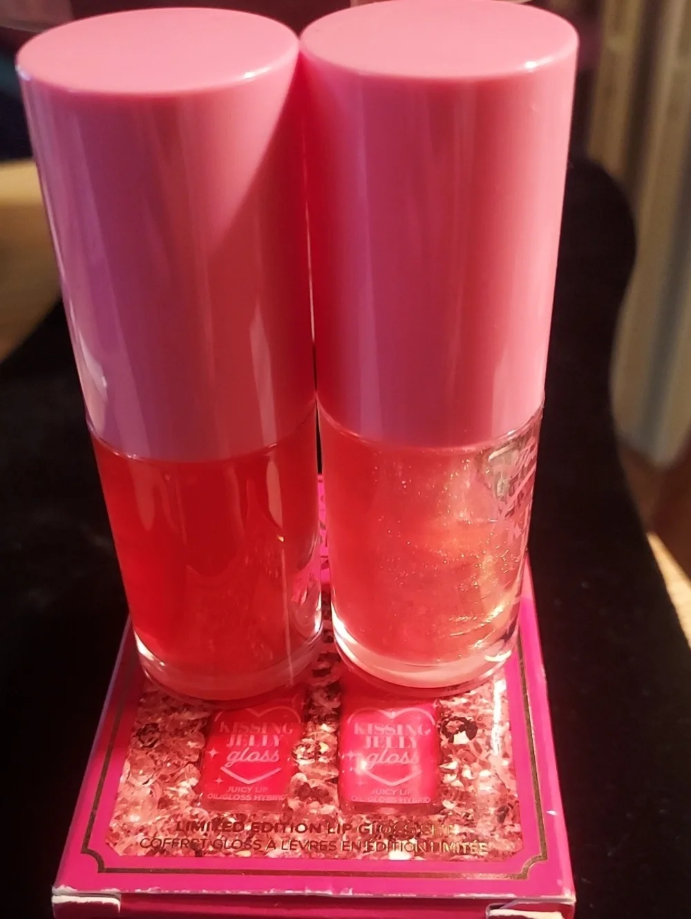 Too Faced Kissing Jelly Lip Gloss Duo - Bright Pink*Sour Watermelon*andBubblegum